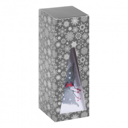 Свеча ручной работы «Снегири в лесу», в форме пирамиды