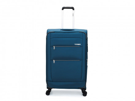 Чемодан TORBER ВИВИ, синий, полиэстер, 48 х 28 х 78 см, 89 л