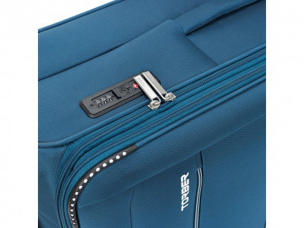 Чемодан TORBER ВИВИ, синий, полиэстер, 48 х 28 х 78 см, 89 л