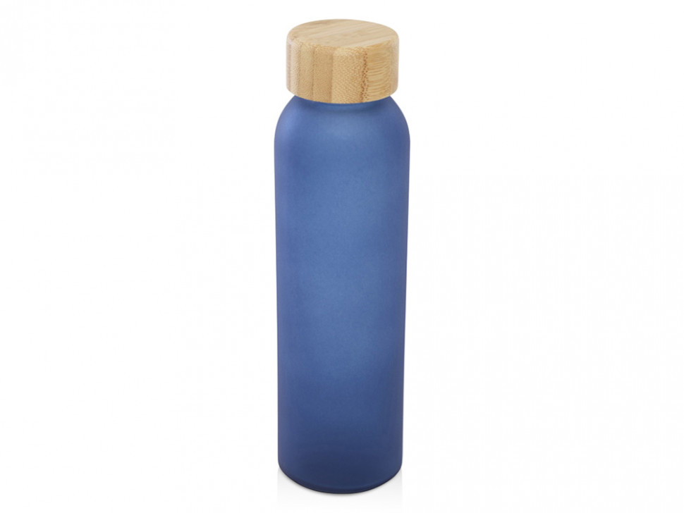 Lume бутылка из матового содово-известкового стекла объемом 500 мл с бамбуковой крышкой - Синий