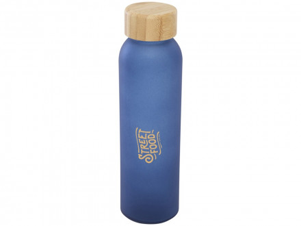 Lume бутылка из матового содово-известкового стекла объемом 500 мл с бамбуковой крышкой - Синий