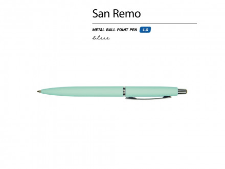 Ручка металлическая шариковая San Remo, софт-тач, 1.0 мм, мятный