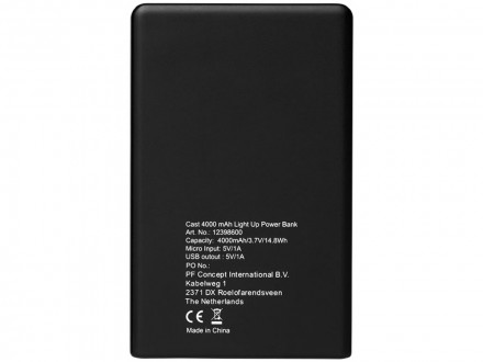 Внешний аккумулятор с подсветкой Cast на 4000 мА-ч