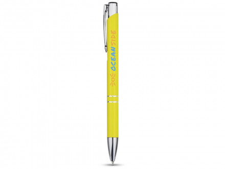 Алюминиевая шариковая кнопочная ручка Moneta, синие чернила, желтый