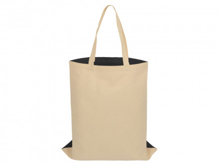 Сумка для шопинга Twin двухцветная из хлопка, 180 г/м2, черный/натуальный