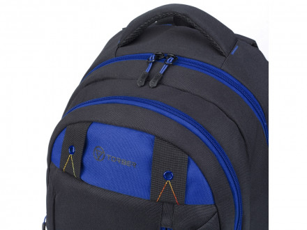 Рюкзак TORBER CLASS X, черный с синей вставкой, полиэстер 900D, 45 x 32 x 16 см