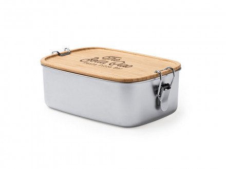 Ланч-бокс DAIKON из нержавеющей стали 304 с бамбуковой крышкой, серебристый/бежевый