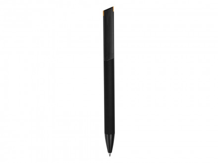 Ручка металлическая шариковая Taper Metal софт-тач с цветным зеркальным слоем, черный с оранжевым