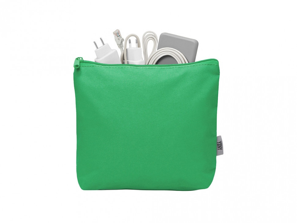 Органайзер для электроники и проводов Amalia из полиэстера 300D с подкладкой, зеленый