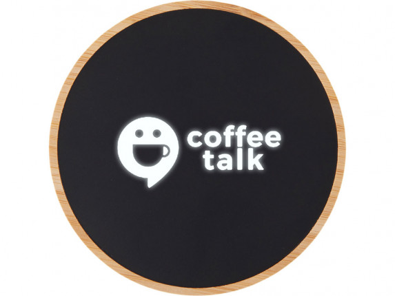 Беспроводное зарядное устройство с подсветкой лого Reedia S3, 15 Вт, бамбук, черный