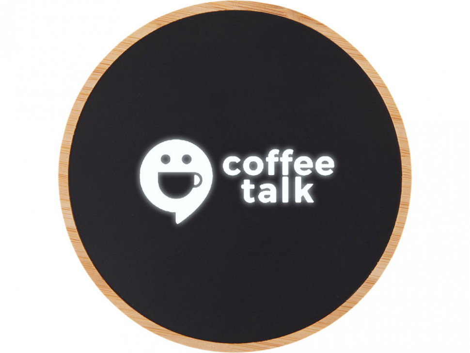 Беспроводное зарядное устройство с подсветкой лого Reedia S3, 15 Вт, бамбук, черный