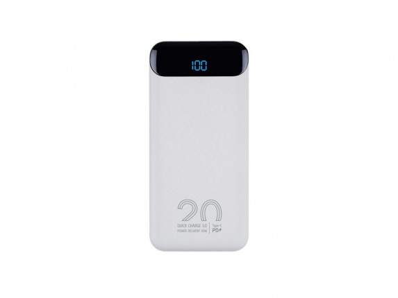 RIVACASE VA2580 (20 000mAh), QC/PD 20W внешний аккумулятор с дисплеем, белый /24