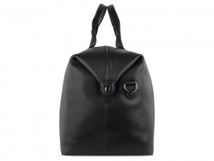 Сумка дорожная BUGATTI Elsa, чёрная, воловья кожа/полиэстер, 47х22х24 см