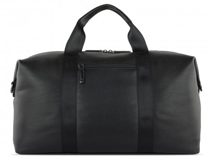 Сумка дорожная BUGATTI Elsa, чёрная, воловья кожа/полиэстер, 47х22х24 см