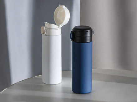 Вакуумная термокружка Waterline c кнопкой Guard, 400 мл, темно-синий