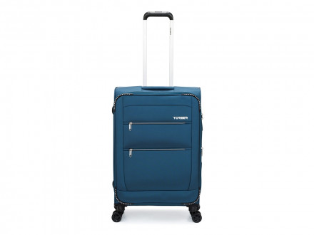 Чемодан TORBER ВИВИ, синий, полиэстер, 44 х 25 х 67 см, 63 л