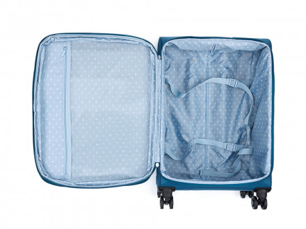 Чемодан TORBER ВИВИ, синий, полиэстер, 44 х 25 х 67 см, 63 л