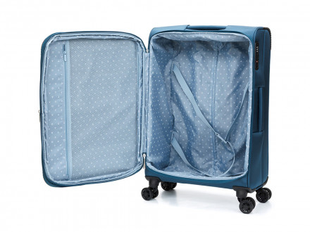 Чемодан TORBER ВИВИ, синий, полиэстер, 44 х 25 х 67 см, 63 л