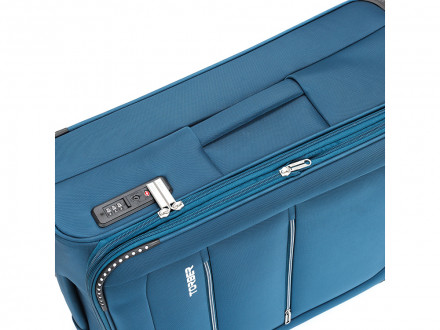 Чемодан TORBER ВИВИ, синий, полиэстер, 44 х 25 х 67 см, 63 л