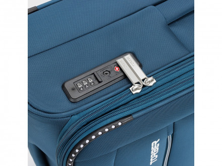 Чемодан TORBER ВИВИ, синий, полиэстер, 44 х 25 х 67 см, 63 л