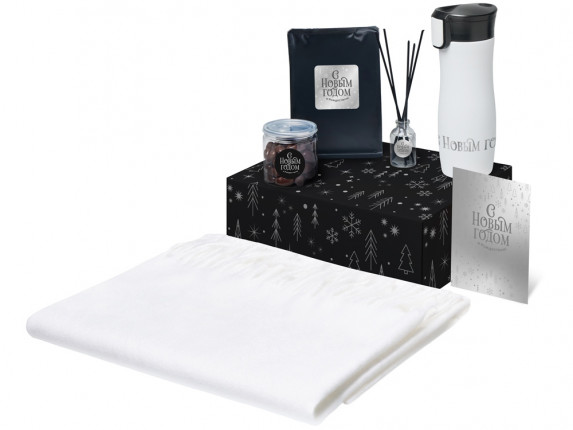 Подарочный набор с палантином и термокружкой, белый