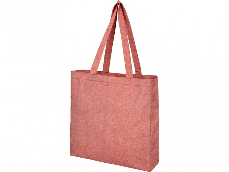 Эко-сумка Pheebs с клинчиком, изготовленая из переработанного хлопка, плотность 210 г/м2, красный яркий
