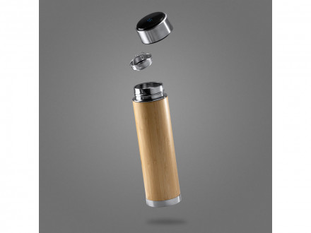 Термос CEDRO из нержавеющей стали 304 и бамбука с заварочным устройством, 480 мл, натуральный