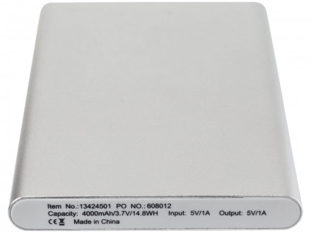 Портативное зарядное устройство Pep 4000 mAh, серебристый