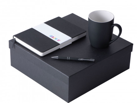 Подарочный набор с блокнотом С2, металлической ручкой и кружкой, черный