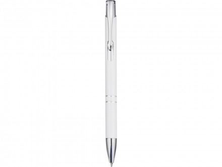 Алюминиевая шариковая кнопочная ручка Moneta, черные чернила, белый