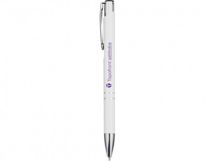 Алюминиевая шариковая кнопочная ручка Moneta, черные чернила, белый