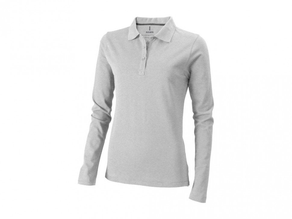 Рубашка поло Oakville женская с длинным рукавом, серый меланж