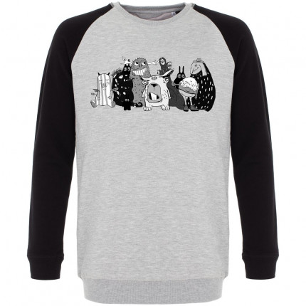 Свитшот мужской «Все мы немного монстры», серый меланж с черным