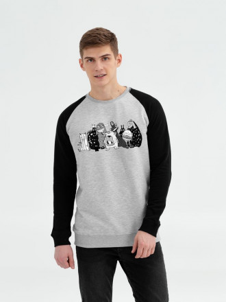 Свитшот мужской «Все мы немного монстры», серый меланж с черным