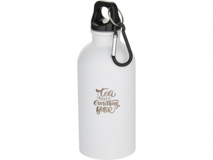 Oregon одностенная бутылка для воды с карабином, изготовленная из нержавеющей стали, сертифицированной по стандарту RCS, объемом 400 мл - Белый