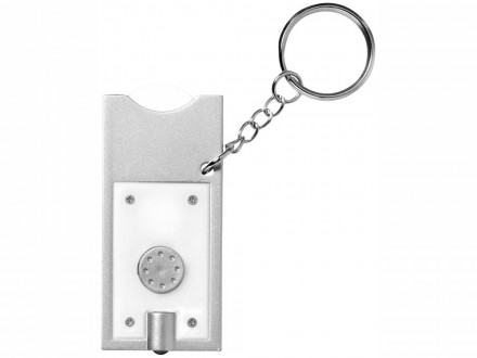 Брелок-держатель для монет Allegro с фонариком, белый/серебристый