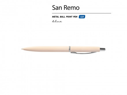 Ручка металлическая шариковая San Remo, софт-тач, 1.0 мм, пудровый
