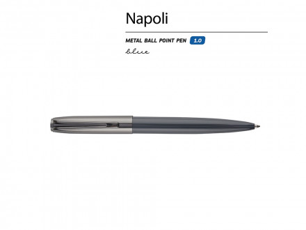 Ручка металлическая шариковая Napoli, серый/вороненая сталь
