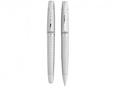 Набор ручек Ramatuel в подарочной коробке: ручка шариковая и роллер, серебристый, синие чернила