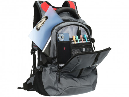 Рюкзак TORBER DRIVE с отделением для ноутбука 15, серый/красный, полиэстер 1680D, 36x17x50 см, 30 л