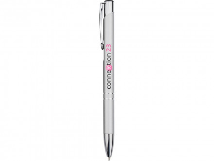 Алюминиевая шариковая кнопочная ручка Moneta, черные чернила, серебристый