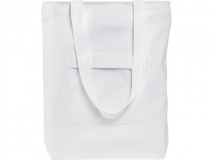 Сумка на молнии Zipper из хлопка 280 г c карманом на молнии спереди, белый