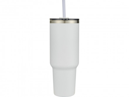 Sydney медная кружка с двойными стенками, сертифицированная согласно RCS, с вакуумной изоляцией и соломинкой, 1200 мл - Белый