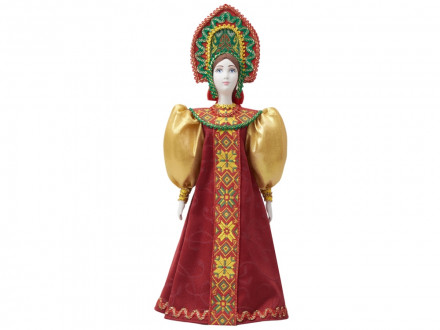 Подарочный набор: кукла фарфоровая, чай Малина с мятой, красный