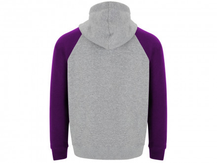 Толстовка с капюшоном Badet мужской, серый меланж/фиолетовый