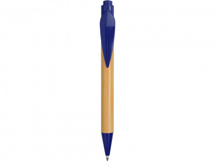 Ручка шариковая Листок, бамбук/синий