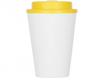 Пластиковый стакан Take away с двойными стенками и крышкой с силиконовым клапаном, 350 мл, белый/желтый