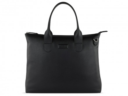 Сумка-шоппер BUGATTI Elsa, чёрная, воловья кожа/полиэстер, 46х11х31,5 см