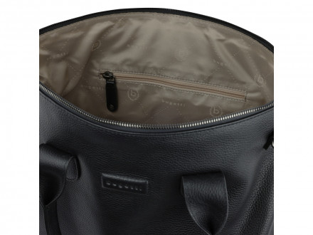 Сумка-шоппер BUGATTI Elsa, чёрная, воловья кожа/полиэстер, 46х11х31,5 см