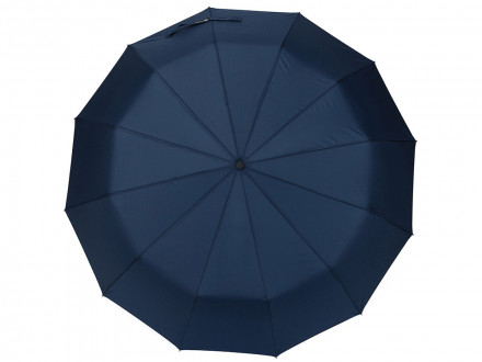 Зонт складной мужской TORBER, автомат, 3 сложения, синий, каркас сталь/файбергласс, эпонж, пластиковая ручка, диаметр 103 см